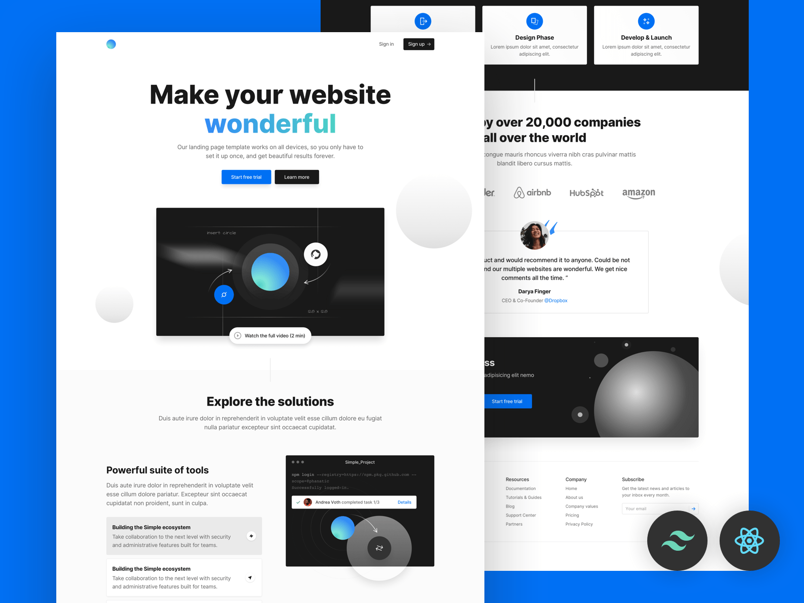 10 Tailwind CSS Templates - Open-source and free